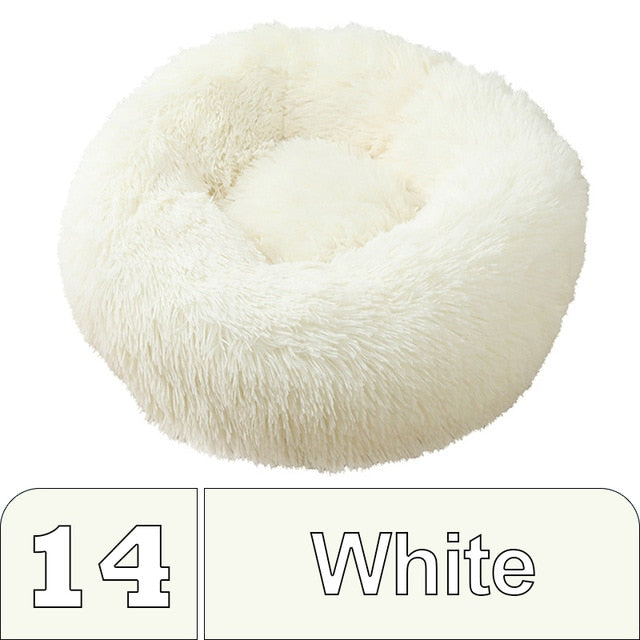 White Plush Donut Pet Bed