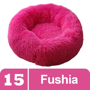 Fushia Plush Donut Pet Bed