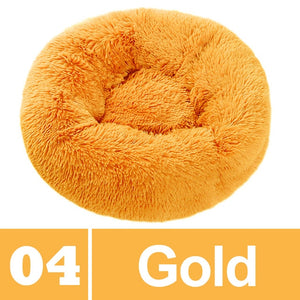 Gold Plush Donut Pet Bed