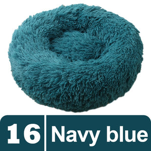 Navy Blue Plush Donut Pet Bed