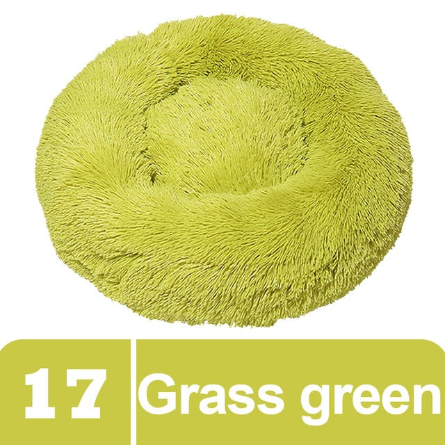 Grass Green Plush Donut Pet Bed