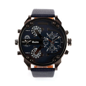 Oulm Men's Dial Dual Time Display Quartz Wrist Watch with Cloth Band