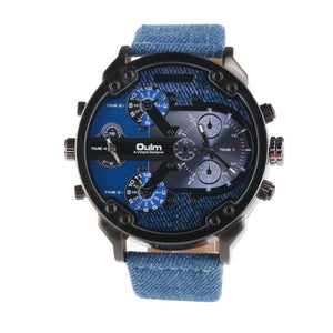 Oulm Men's Dial Dual Time Display Quartz Wrist Watch with Cloth Band