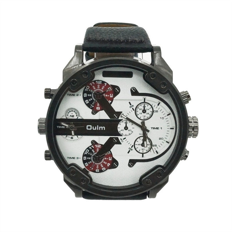 Oulm Men's Dial Dual Time Display Quartz Wrist Watch with Cloth Band