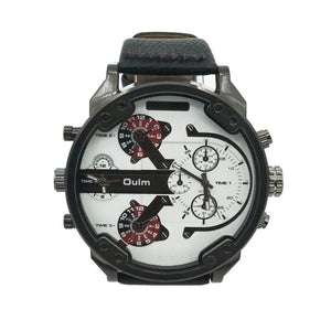 Oulm Men's Dial Dual Time Display Quartz Wrist Watch with Cloth Band