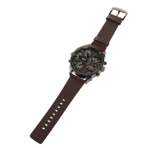 Oulm Men's Dial Dual Time Display Quartz Wrist Watch with Cloth Band