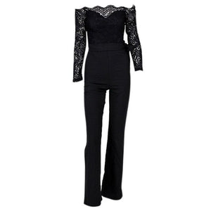 Black Elegant Off Shoulder Lace Jumpsuit